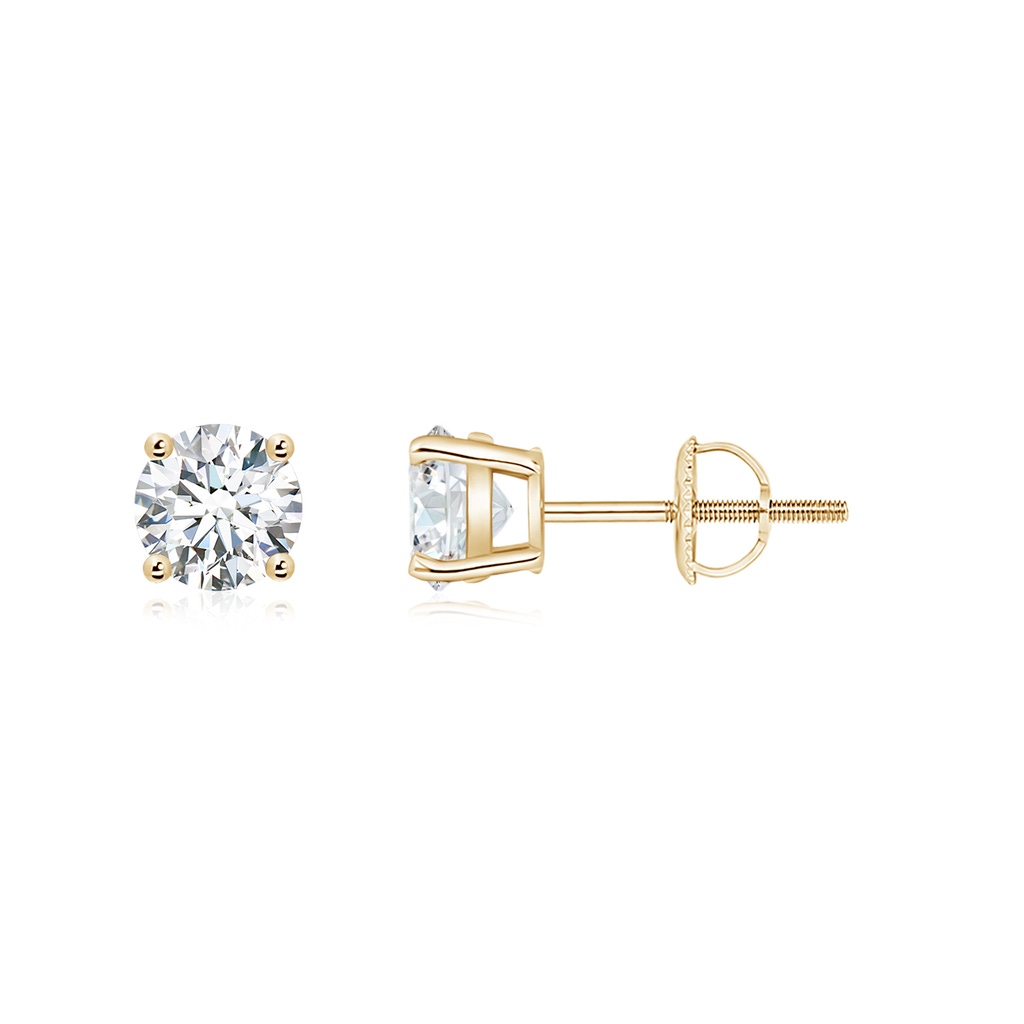 5.1mm FGVS Lab-Grown Basket-Set Round Diamond Studs in Yellow Gold