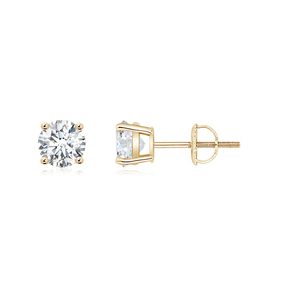 5.1mm FGVS Lab-Grown Basket-Set Round Diamond Studs in Yellow Gold 