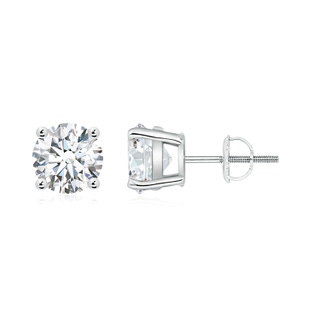 6.4mm FGVS Lab-Grown Basket-Set Round Diamond Studs in 18K White Gold