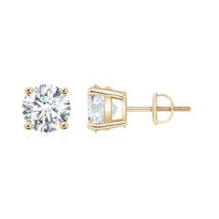 6.4mm FGVS Lab-Grown Basket-Set Round Diamond Studs in 18K Yellow Gold