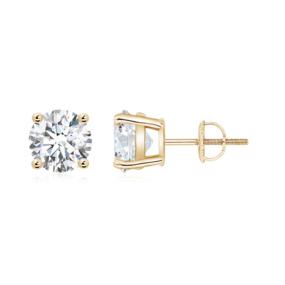 6.4mm FGVS Lab-Grown Basket-Set Round Diamond Studs in 18K Yellow Gold 