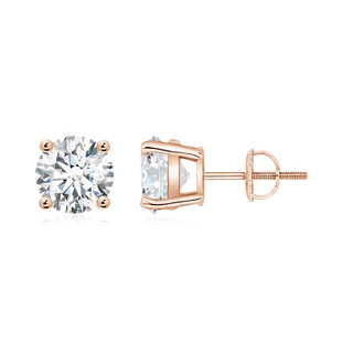 6.4mm FGVS Lab-Grown Basket-Set Round Diamond Studs in Rose Gold