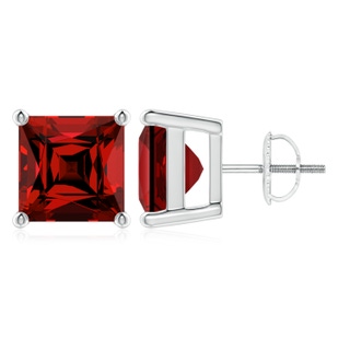 9mm Labgrown Lab-Grown Classic Basket-Set Square Ruby Stud Earrings in P950 Platinum