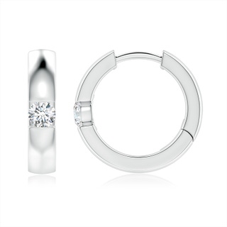 3.5mm FGVS Lab-Grown Channel-Set Round Diamond Hinged Hoop Earrings in White Gold