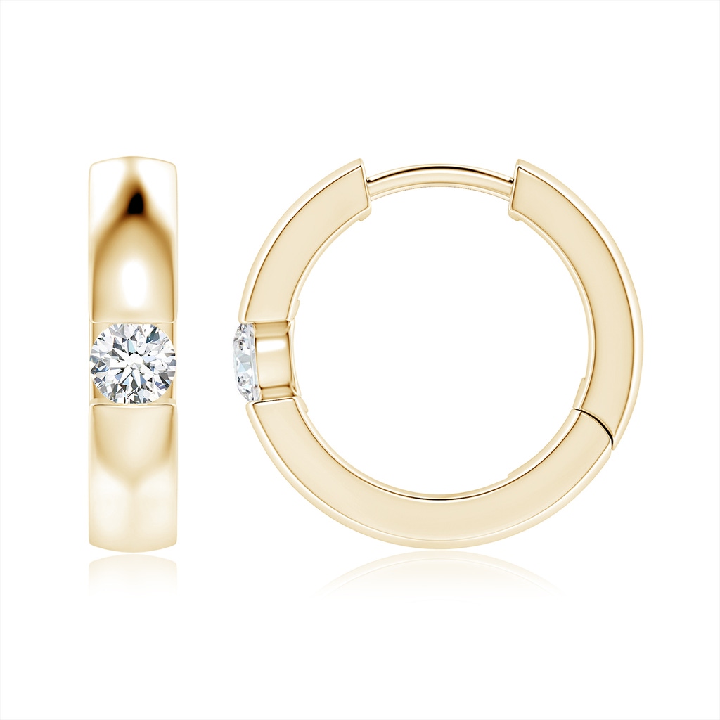 3.5mm FGVS Lab-Grown Channel-Set Round Diamond Hinged Hoop Earrings in Yellow Gold