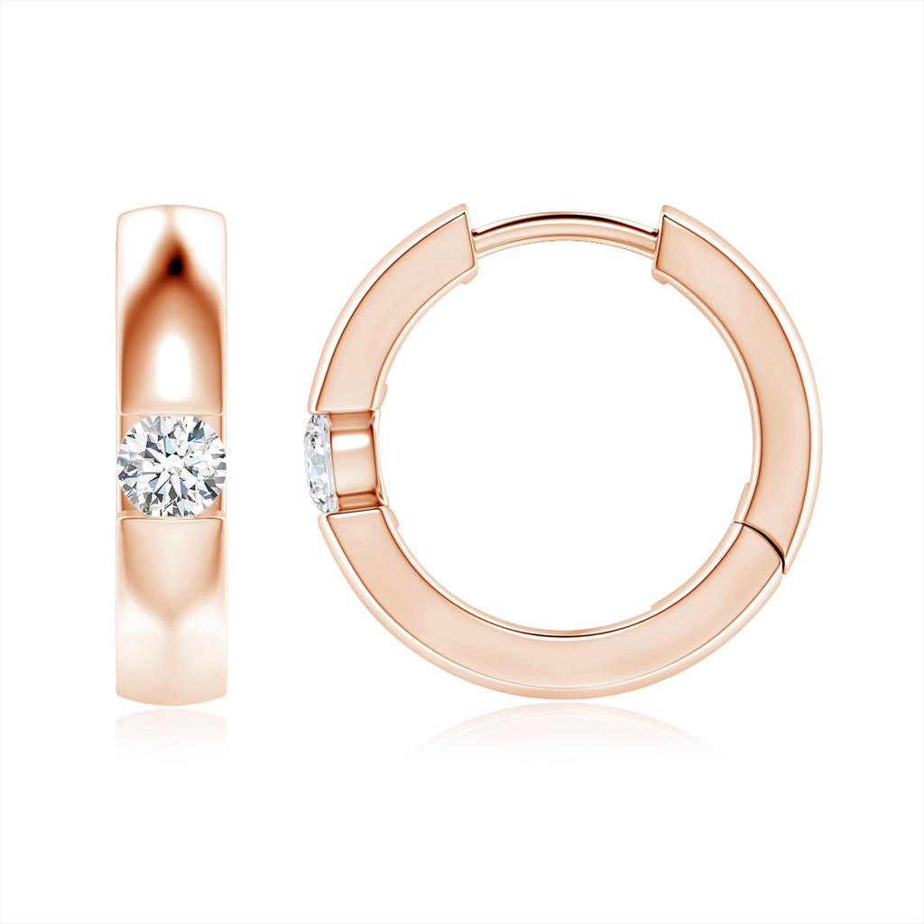 3mm FGVS Lab-Grown Channel-Set Round Diamond Hinged Hoop Earrings in 10K Rose Gold