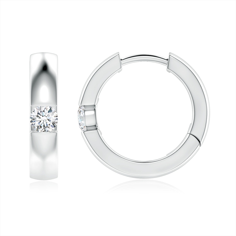 3mm FGVS Lab-Grown Channel-Set Round Diamond Hinged Hoop Earrings in 18K White Gold 