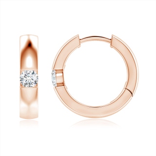 3mm FGVS Lab-Grown Channel-Set Round Diamond Hinged Hoop Earrings in Rose Gold
