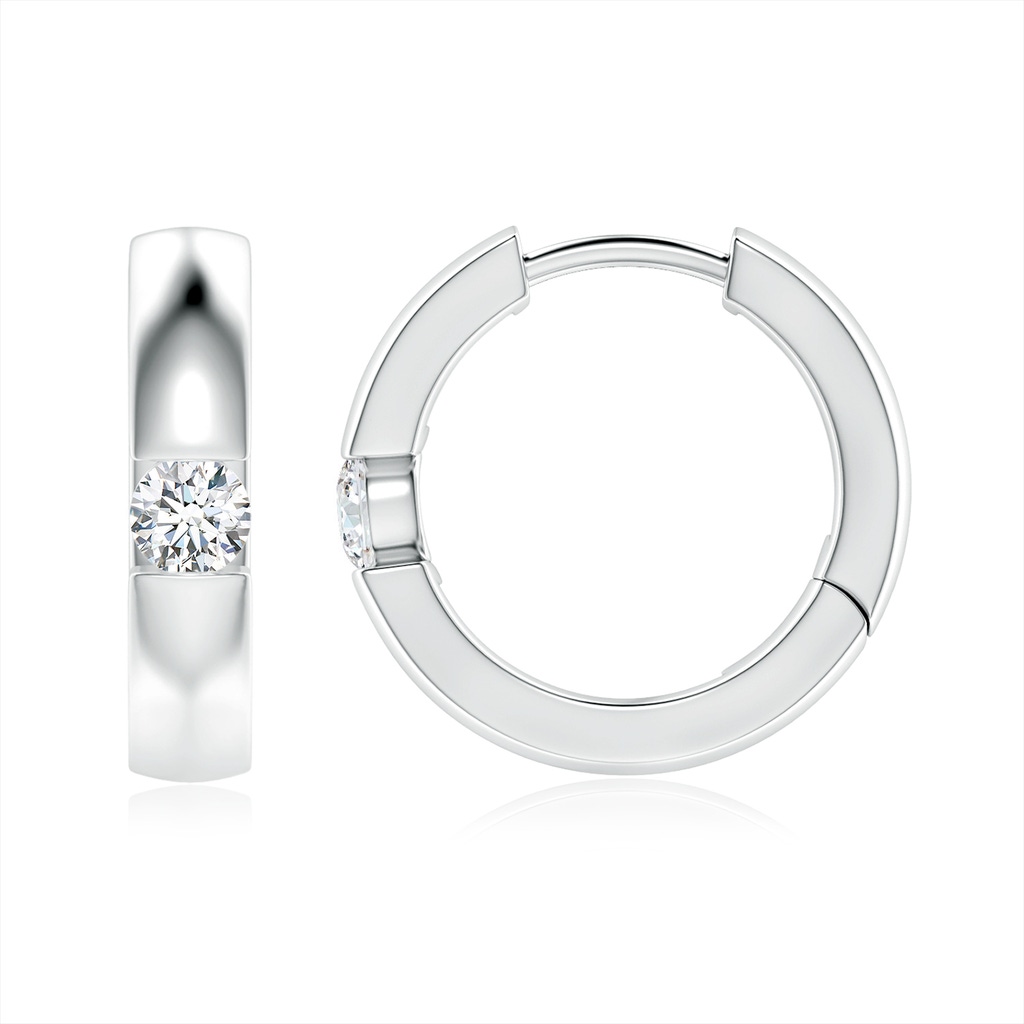 3mm FGVS Lab-Grown Channel-Set Round Diamond Hinged Hoop Earrings in White Gold