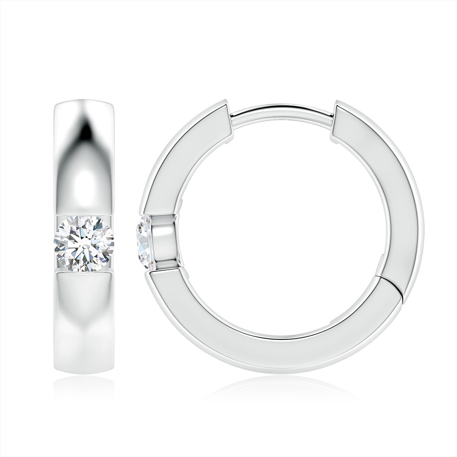 4mm FGVS Lab-Grown Channel-Set Round Diamond Hinged Hoop Earrings in 18K White Gold 