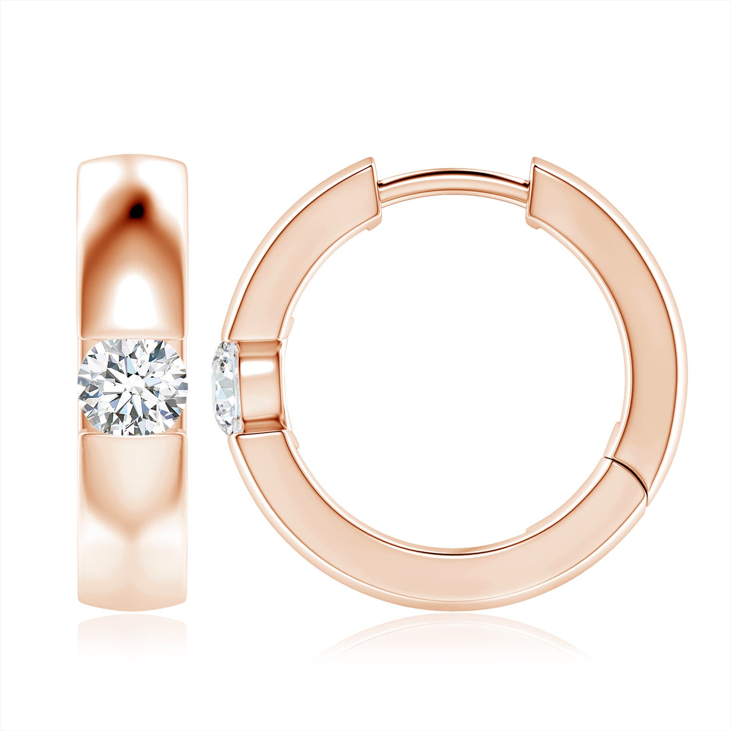 5.1mm FGVS Lab-Grown Channel-Set Round Diamond Hinged Hoop Earrings in 18K Rose Gold