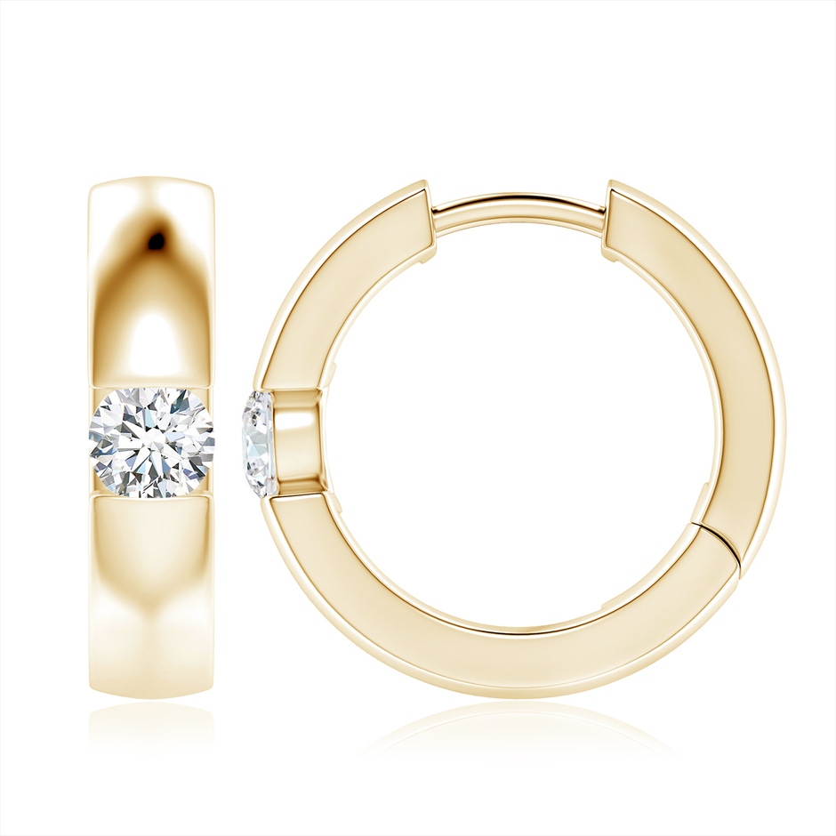 5.1mm FGVS Lab-Grown Channel-Set Round Diamond Hinged Hoop Earrings in Yellow Gold 
