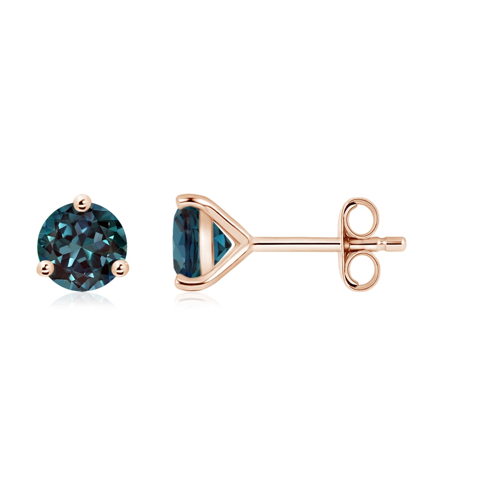 6mm Labgrown Martini-Set Round Lab-Grown Alexandrite Stud Earrings in Rose Gold