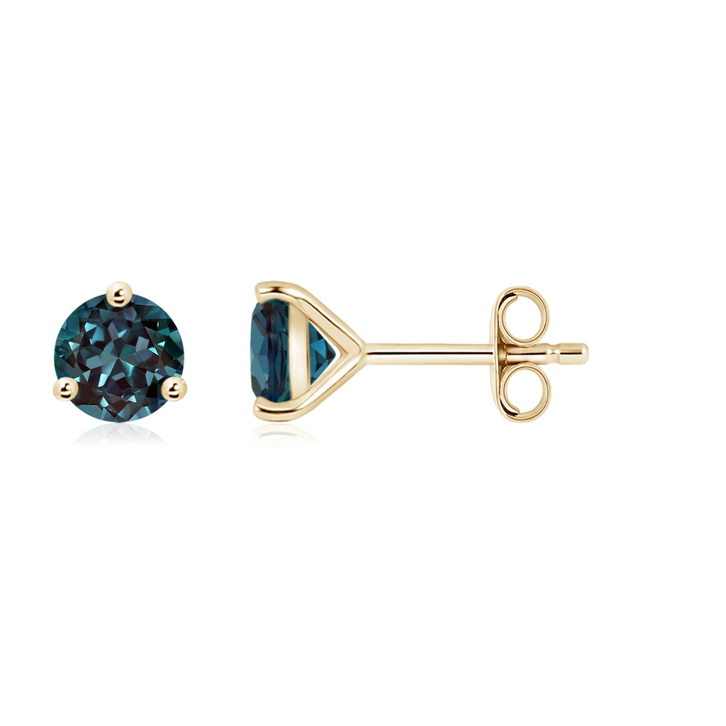 6mm Labgrown Martini-Set Round Lab-Grown Alexandrite Stud Earrings in Yellow Gold