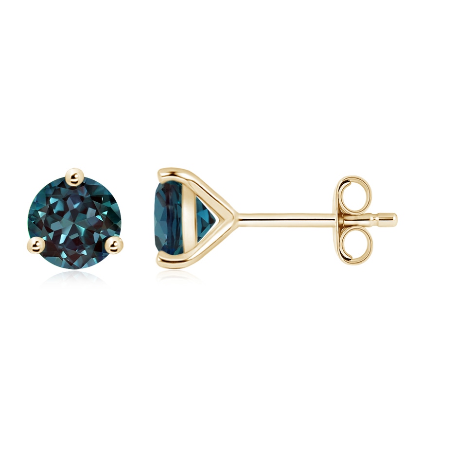 7mm Labgrown Martini-Set Round Lab-Grown Alexandrite Stud Earrings in Yellow Gold 