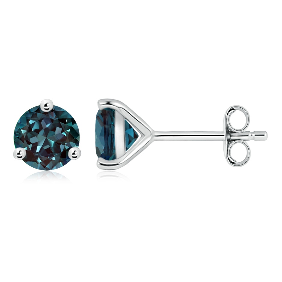 8mm Labgrown Martini-Set Round Lab-Grown Alexandrite Stud Earrings in 18K White Gold 