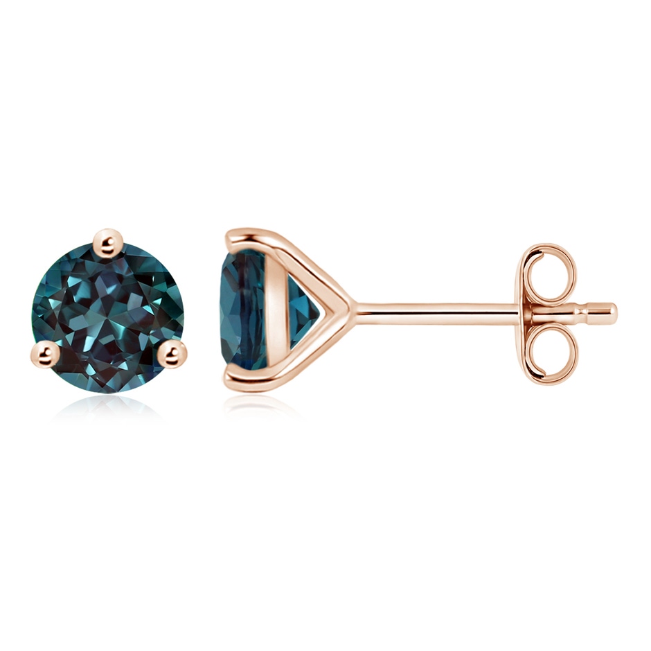 8mm Labgrown Martini-Set Round Lab-Grown Alexandrite Stud Earrings in Rose Gold 
