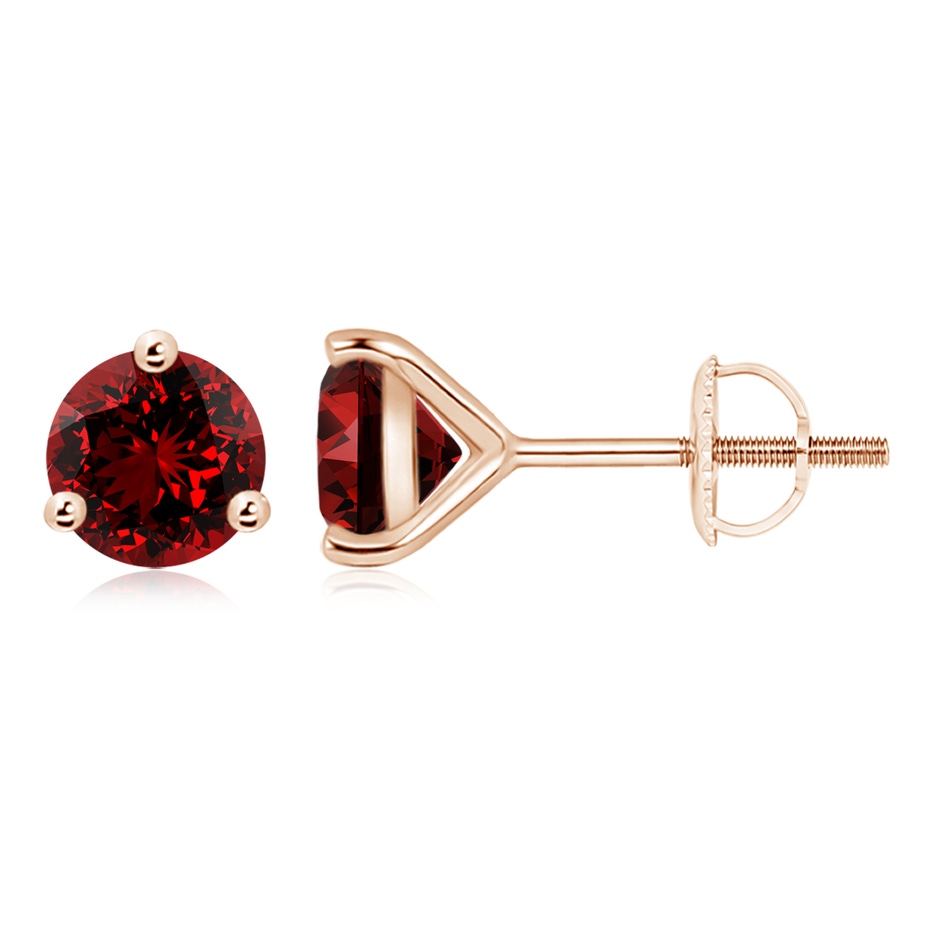 8mm Labgrown Lab-Grown Martini-Set Round Ruby Stud Earrings in Rose Gold 