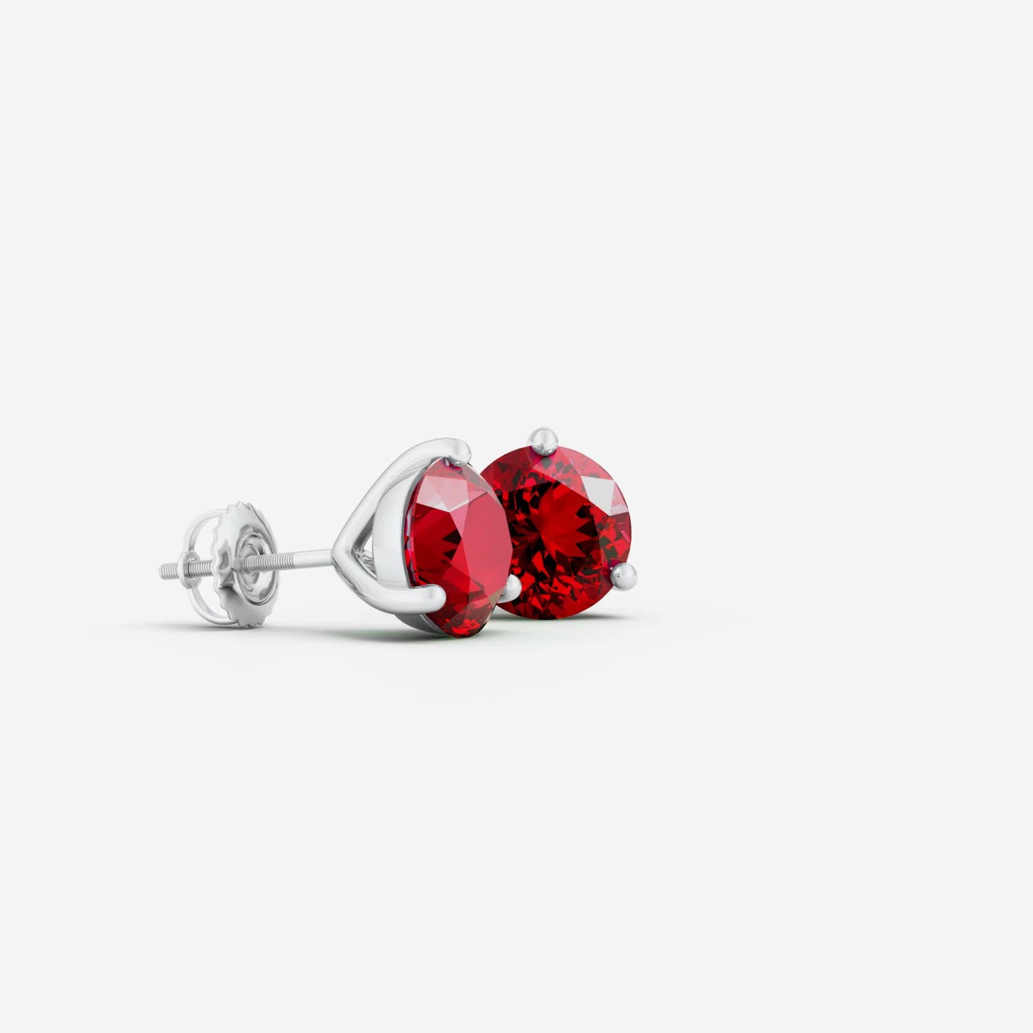 Lab-Grown Martini-Set Round Ruby Stud Earrings