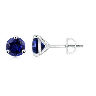 7mm Labgrown Lab-Grown Martini-Set Round Blue Sapphire Stud Earrings in P950 Platinum
