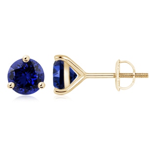 8mm Labgrown Lab-Grown Martini-Set Round Blue Sapphire Stud Earrings in Yellow Gold