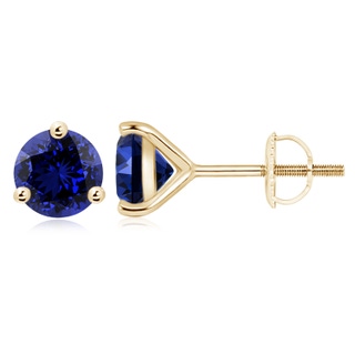 9mm Labgrown Lab-Grown Martini-Set Round Blue Sapphire Stud Earrings in 10K Yellow Gold