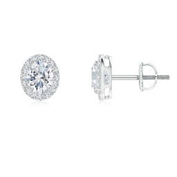 Halo Platinum Lab Grown Diamond Earrings