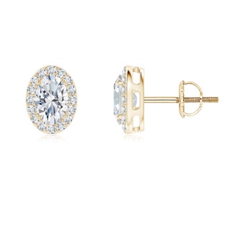 6x4mm FGVS Lab-Grown Oval Diamond Studs with Halo in 10K Yellow Gold