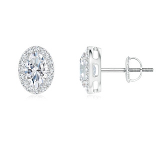 6x4mm FGVS Lab-Grown Oval Diamond Studs with Halo in P950 Platinum