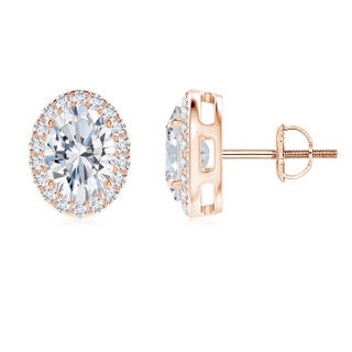 7.7x5.7mm FGVS Lab-Grown Oval Diamond Studs with Halo in 10K Rose Gold