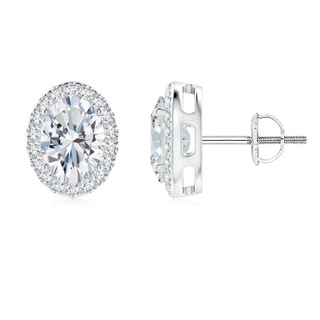 7.7x5.7mm FGVS Lab-Grown Oval Diamond Studs with Halo in P950 Platinum