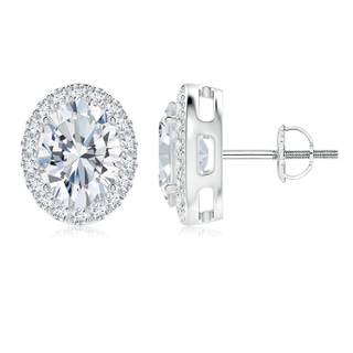 8.5x6.5mm FGVS Lab-Grown Oval Diamond Studs with Halo in P950 Platinum
