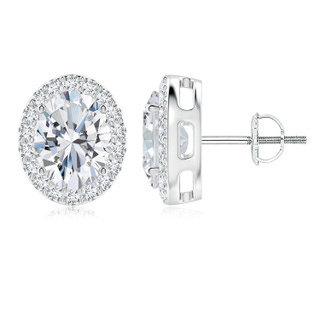 9x7mm FGVS Lab-Grown Oval Diamond Studs with Halo in P950 Platinum