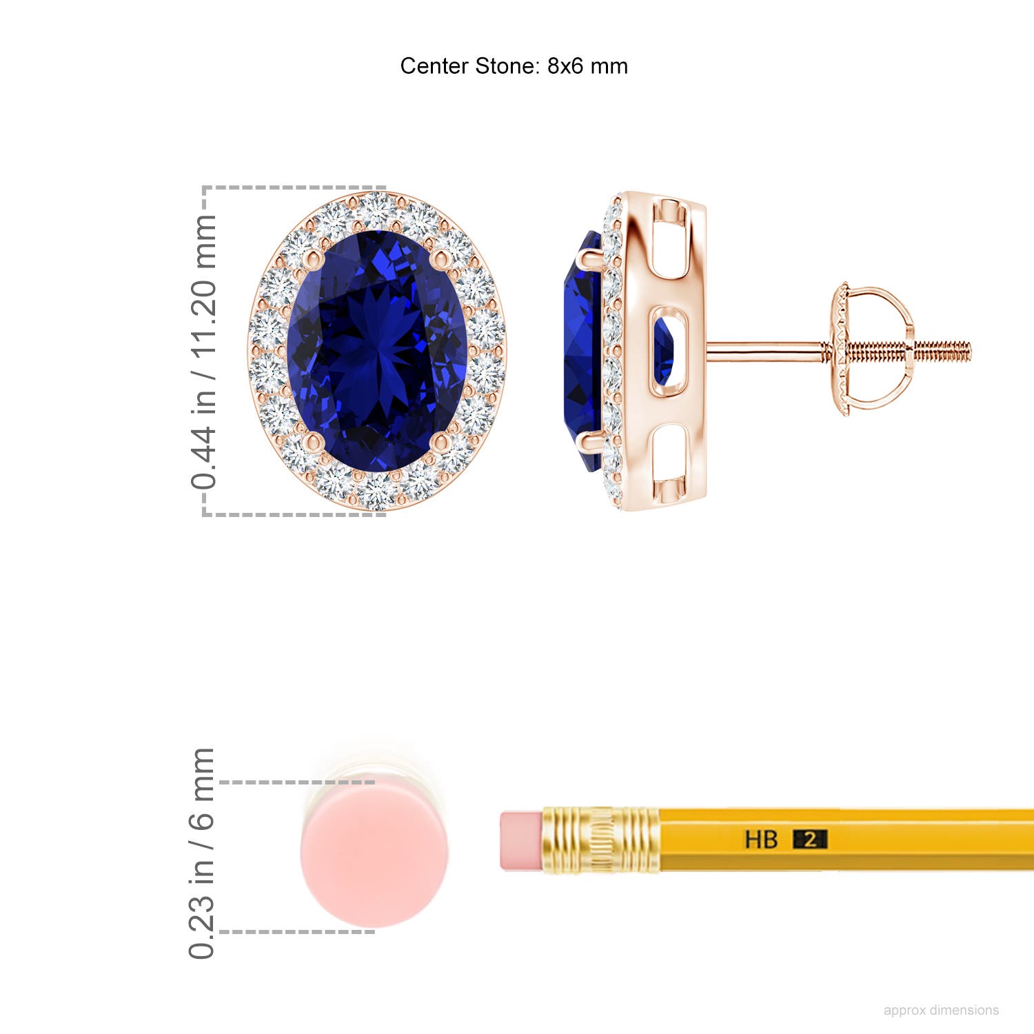 Premium - Lab-Grown Blue Sapphire / 3.46 CT / 14 KT Rose Gold