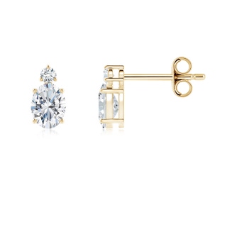 5x4mm FGVS Lab-Grown Basket-Set Oval Diamond Stud Earrings with Lab Diamond Accent in 9K Yellow Gold