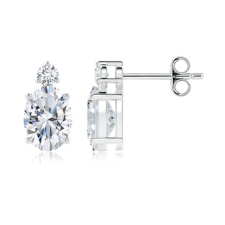 7.7x5.7mm FGVS Lab-Grown Basket-Set Oval Diamond Stud Earrings with Lab Diamond Accent in P950 Platinum