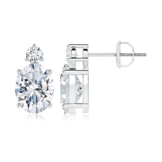 9x7mm FGVS Lab-Grown Basket-Set Oval Diamond Stud Earrings with Diamond Accent in White Gold
