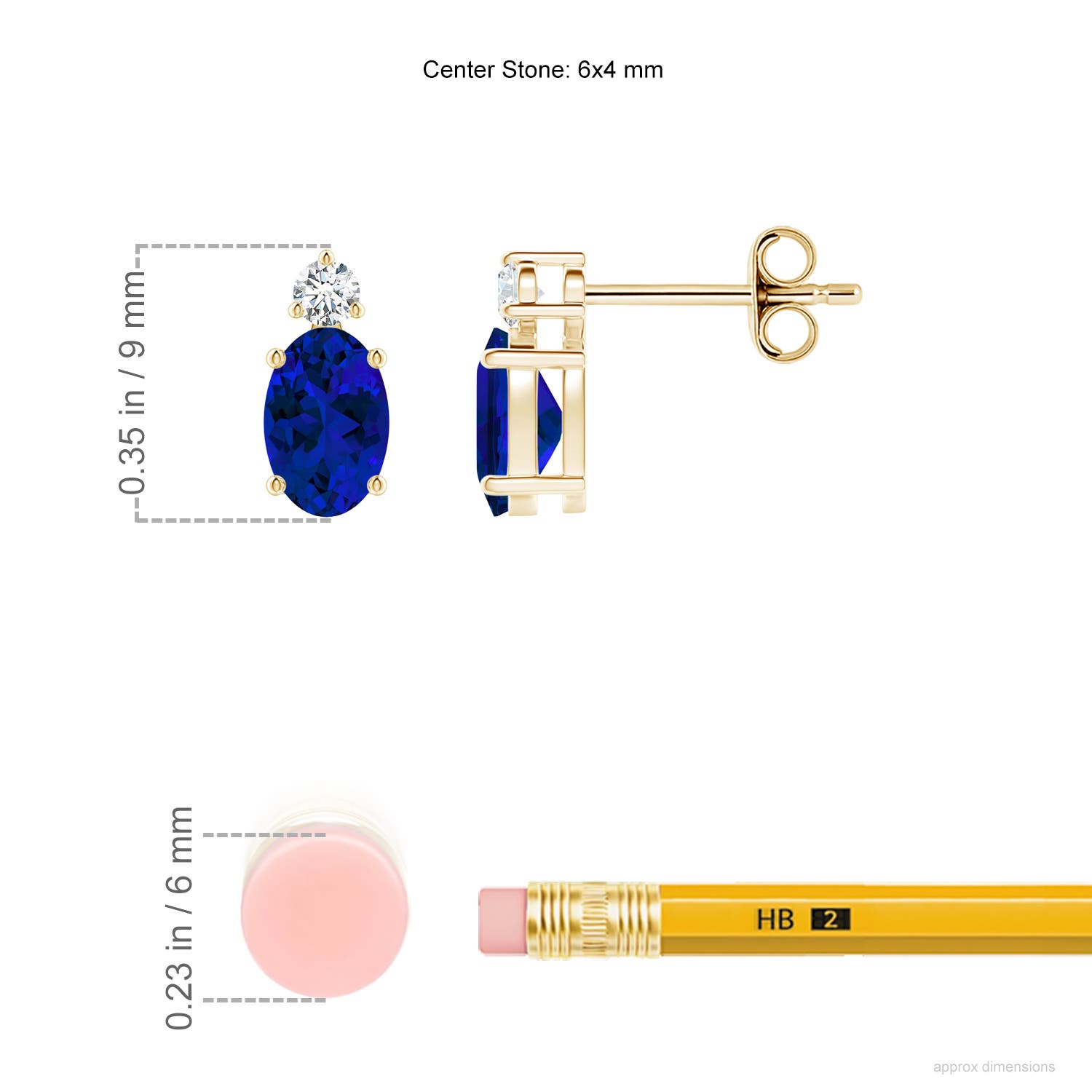 Premium - Lab-Grown Blue Sapphire / 1.28 CT / 14 KT Yellow Gold