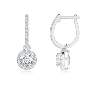 4.5mm FGVS Lab-Grown Round Diamond Dangle Earrings with Halo in P950 Platinum