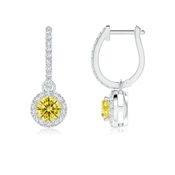 Drop Platinum Lab Grown Yellow Diamond Earrings