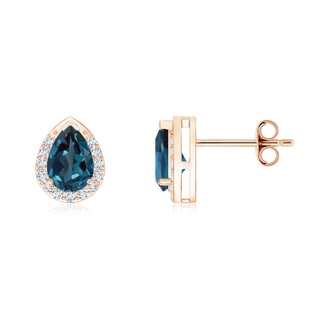 6x4mm Labgrown Pear-Shaped Lab-Grown Alexandrite Stud Earrings with Diamonds in Rose Gold