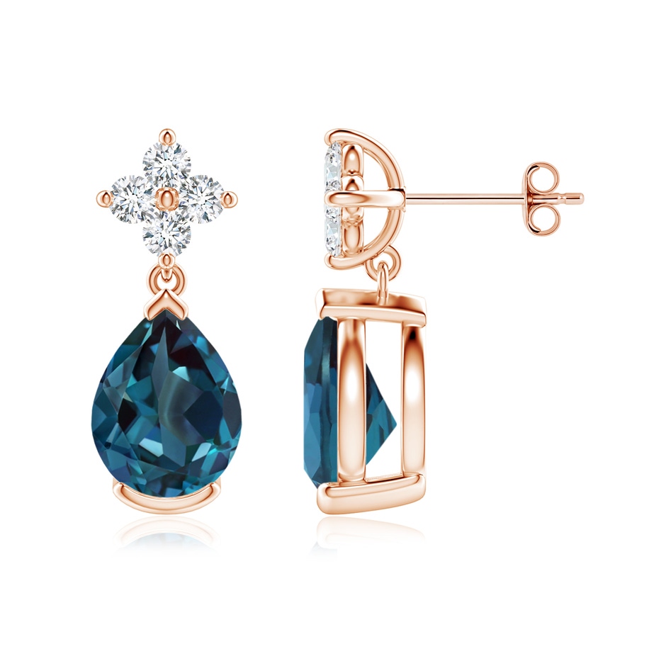 8x6mm Labgrown Pear-Shaped Lab-Grown Alexandrite Earrings with Diamonds in 18K Rose Gold 