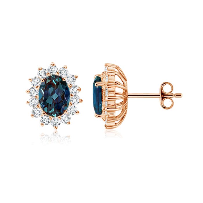 Rose Gold Lab Grown Alexandrite Earrings