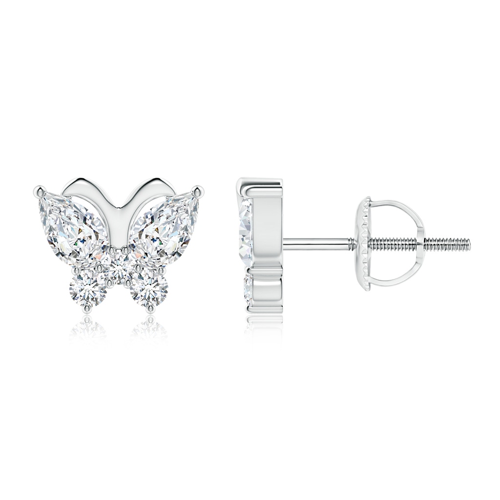 5x3mm FGVS Lab-Grown Diamond Butterfly Stud Earrings in White Gold