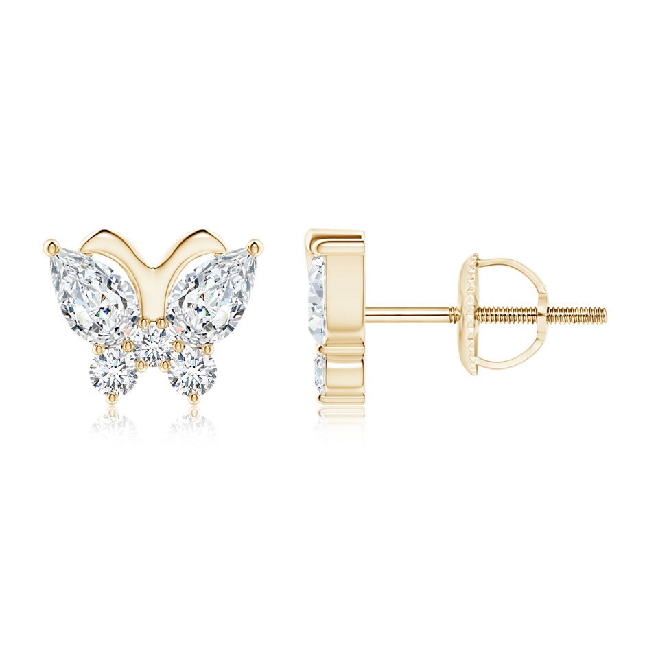 5x3mm FGVS Lab-Grown Diamond Butterfly Stud Earrings in Yellow Gold 