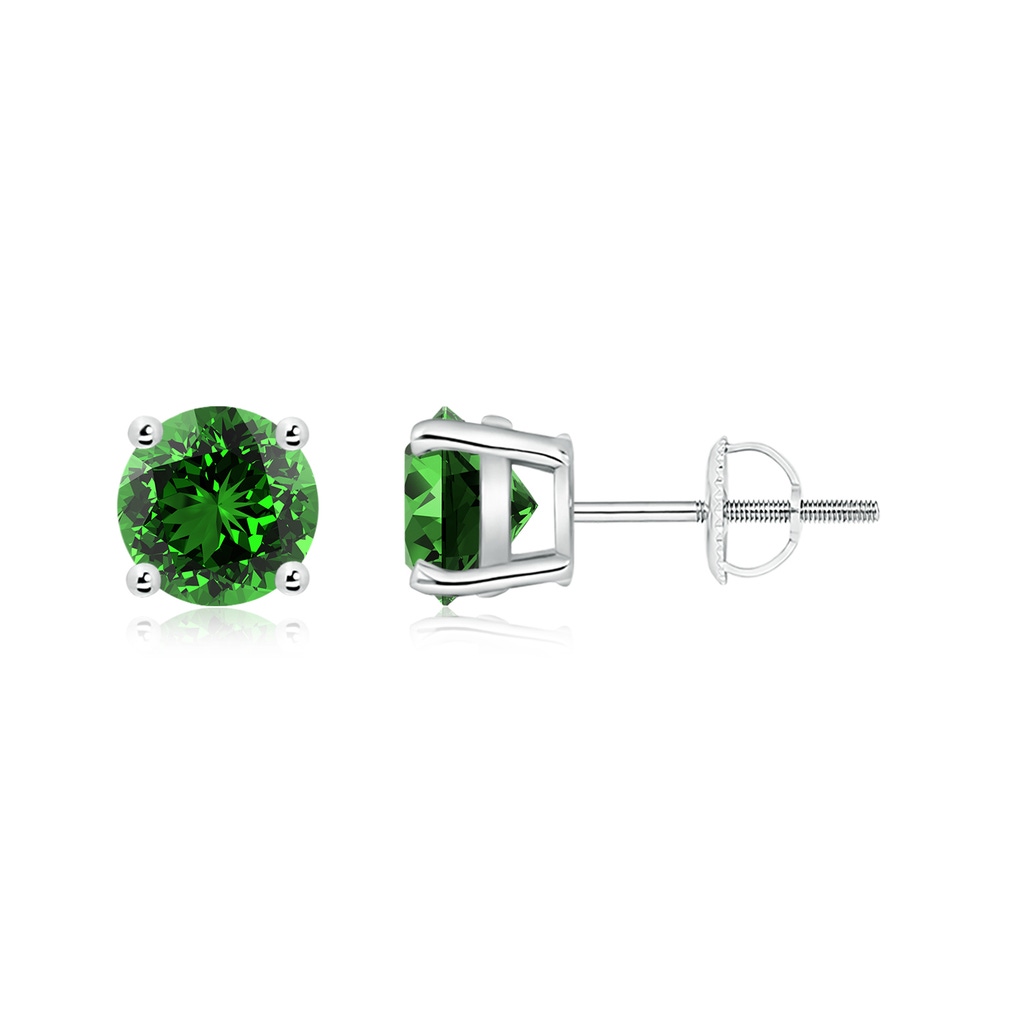 6mm Labgrown Lab-Grown Round Emerald Stud Earrings in P950 Platinum