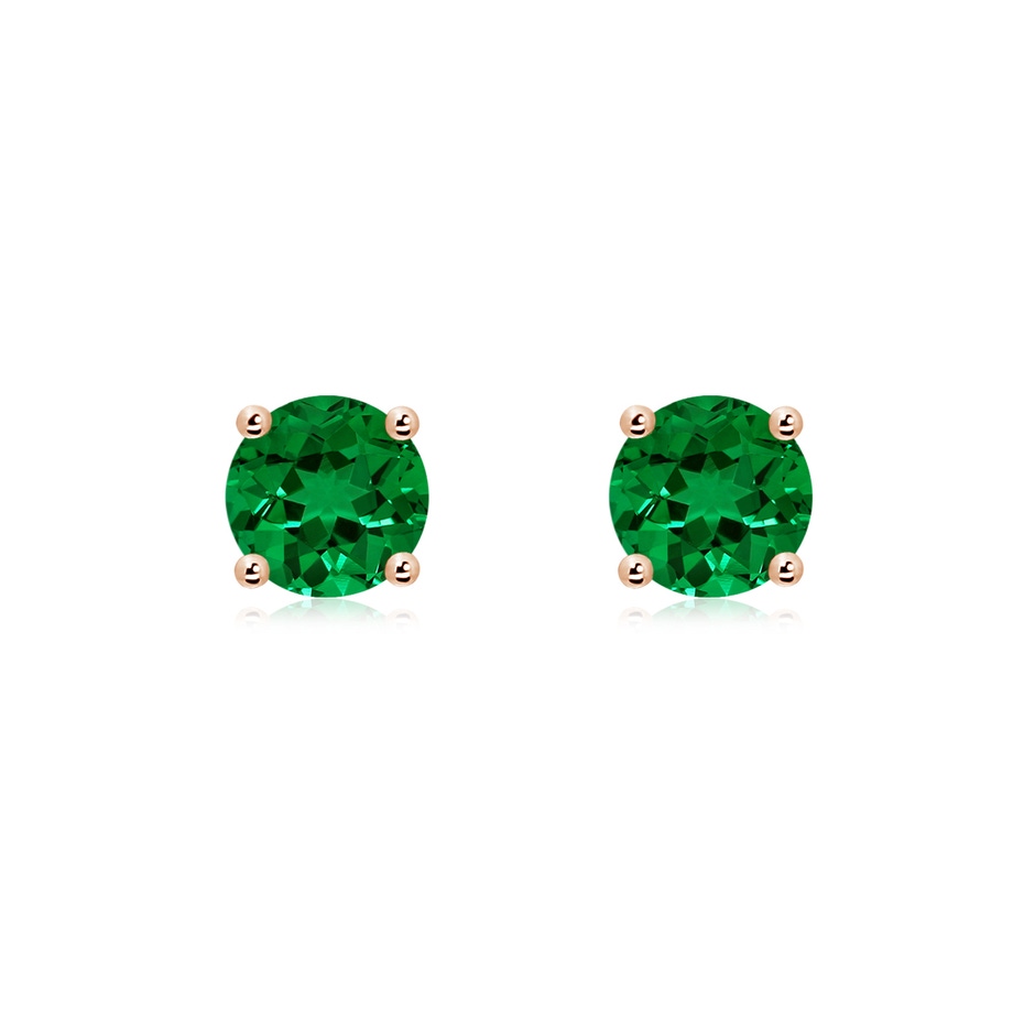 6mm Labgrown Lab-Grown Round Emerald Stud Earrings in Rose Gold 