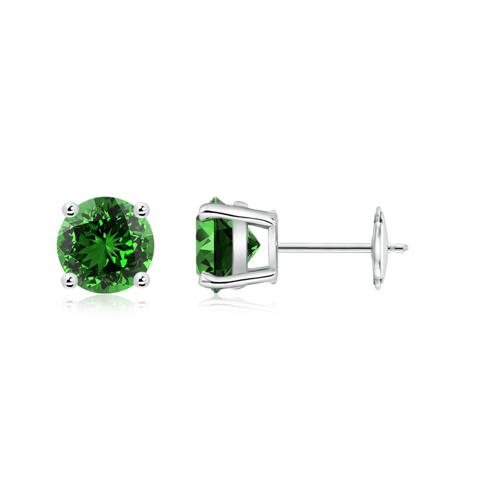 6mm Labgrown Lab-Grown Round Emerald Stud Earrings in White Gold