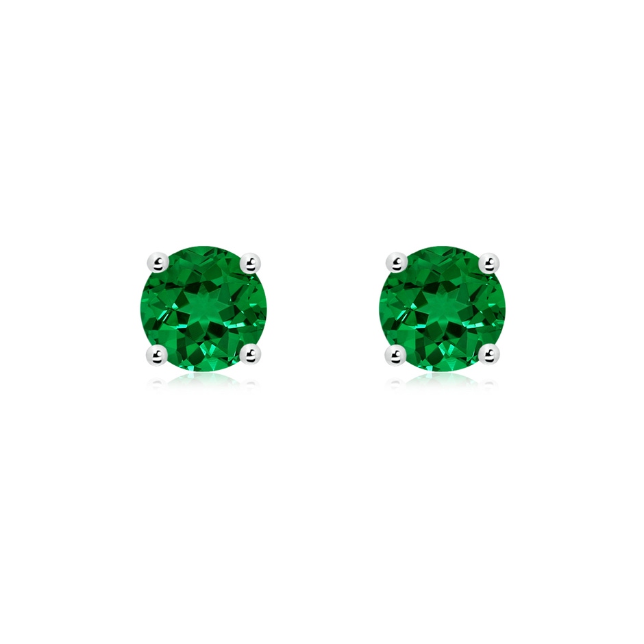6mm Labgrown Lab-Grown Round Emerald Stud Earrings in White Gold 