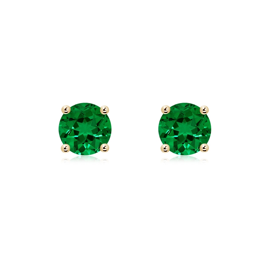 6mm Labgrown Lab-Grown Round Emerald Stud Earrings in Yellow Gold 